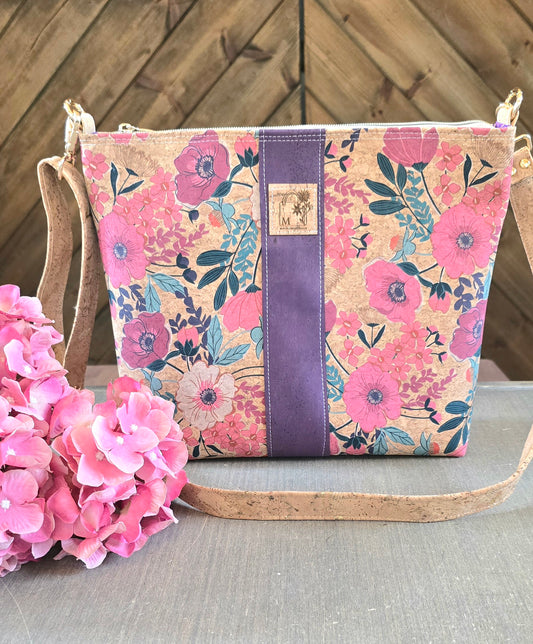 Large Floral Cork Bag