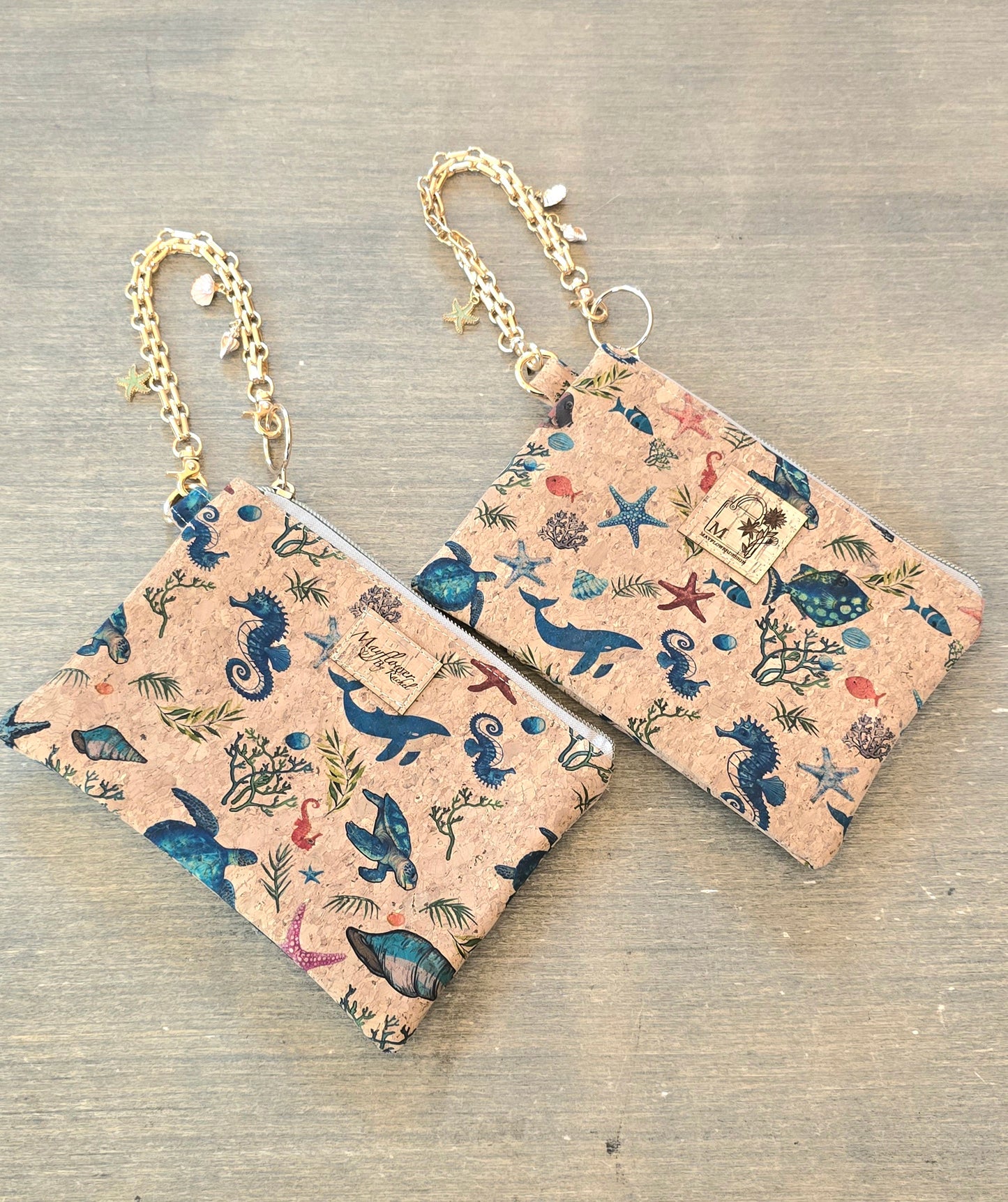 Wristlet bag with golden bracelet