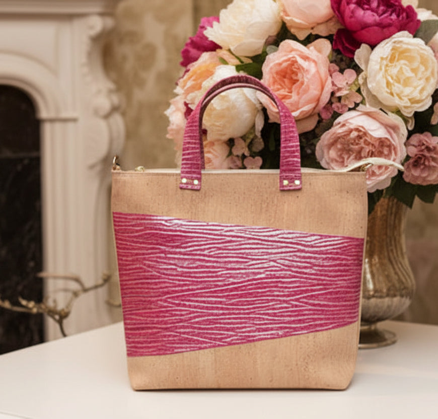 Pink & Natural Cork Crossbody bag/handbag