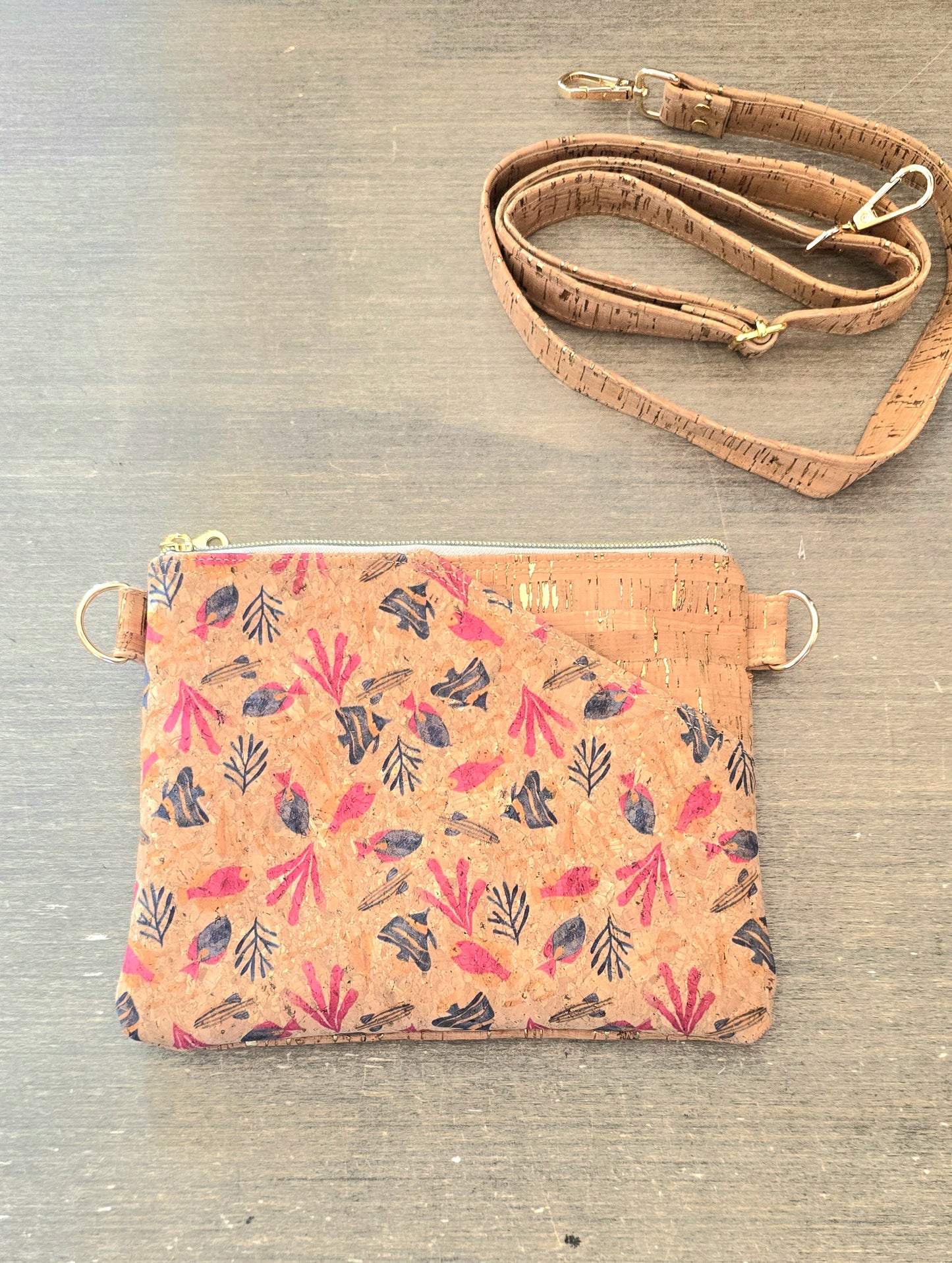 Cork Crossbody Bag/ Under the sea print