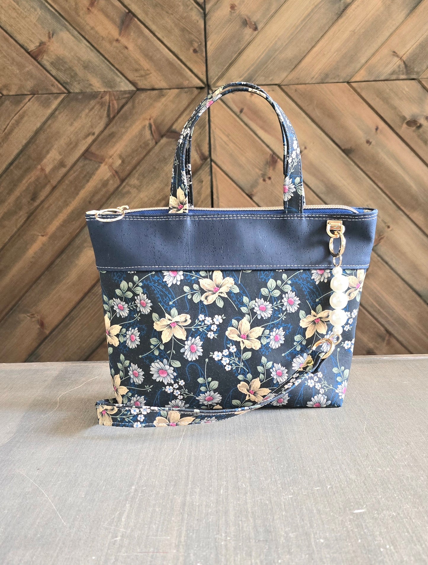 Small Crossbody/Tote floral cork bag