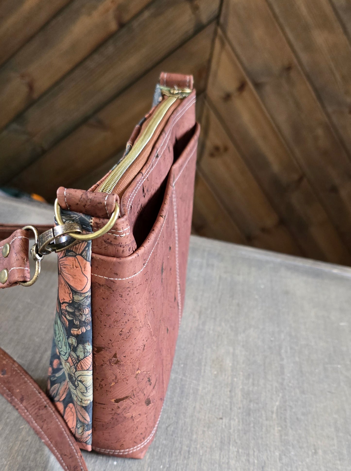 Floral Cork Crossbody Bag