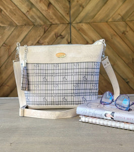 White Plaid 'n' Butterflies Crossbody Bag