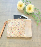 White Butterfly Cork Wristlet Bag