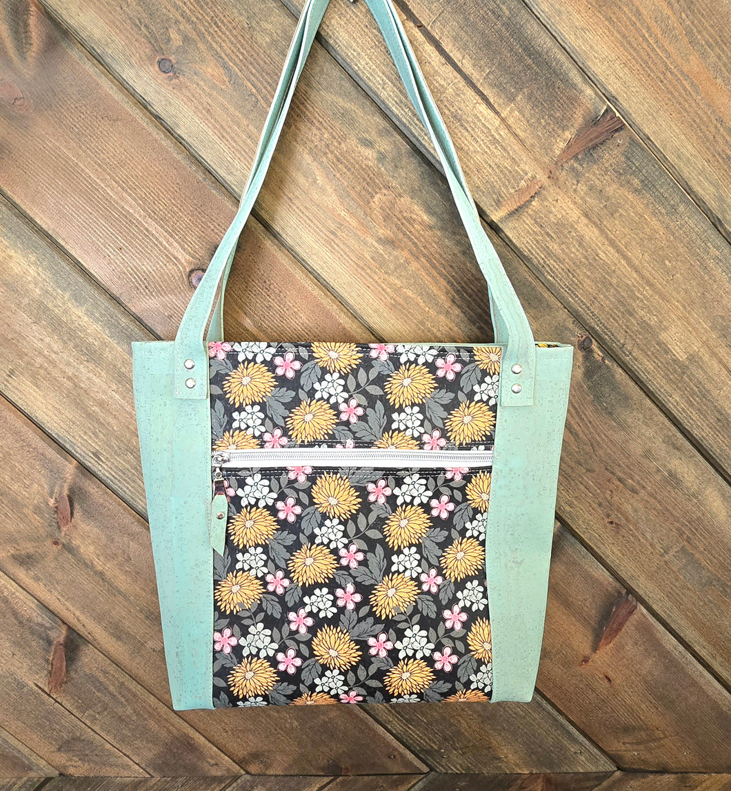 Mint & Floral Tote Bag