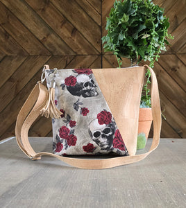 Skull & Roses Cork Crossbody Bag