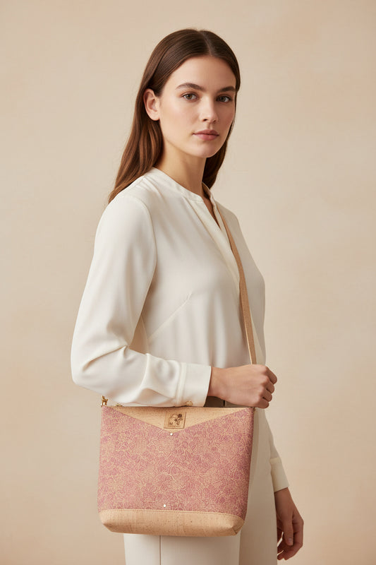 Embossed Cork Shoulder / Crossbody Bag