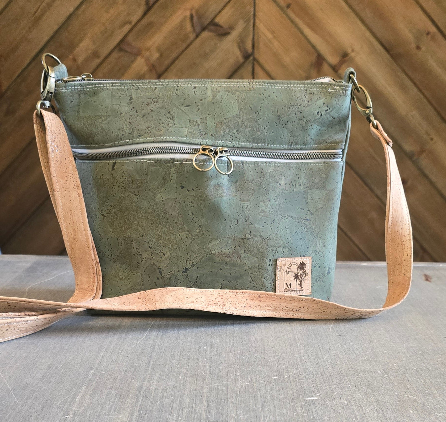 Green Cork Crossbody Bag