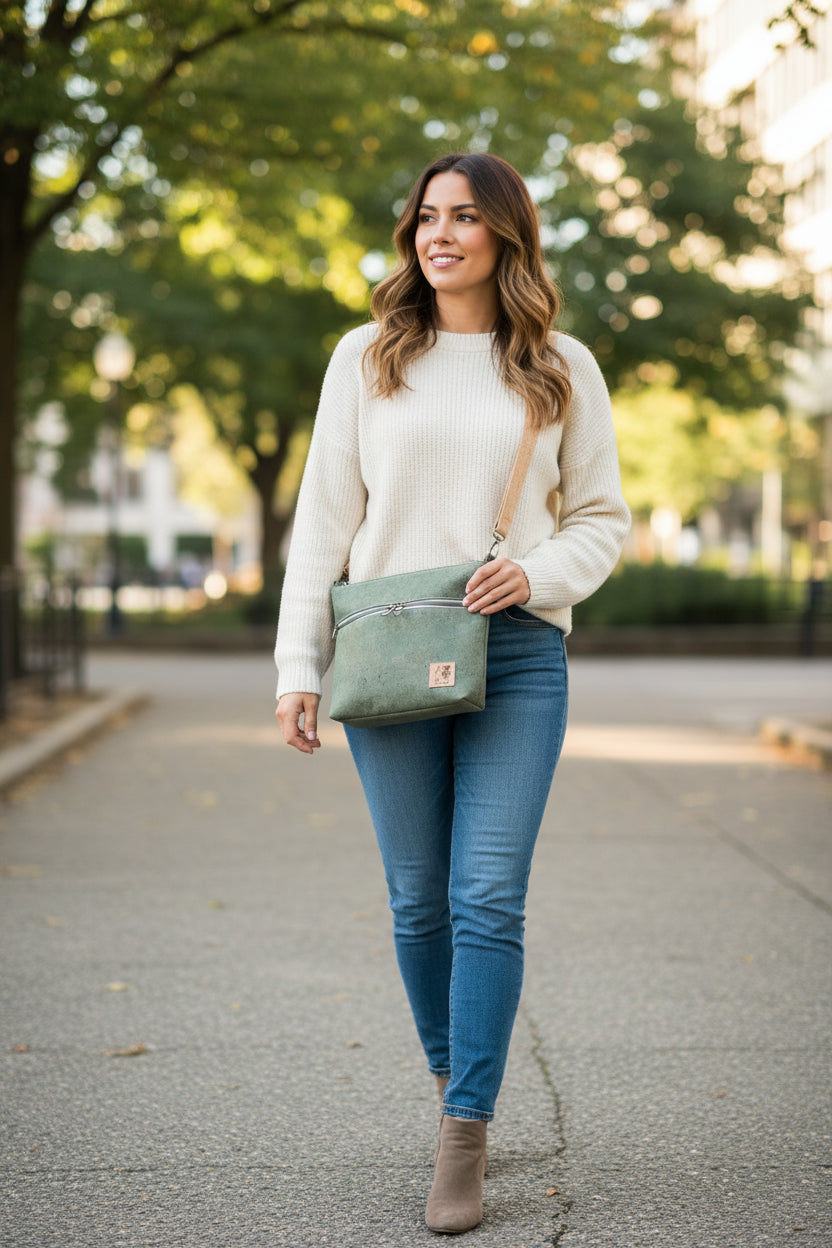 Green Cork Crossbody Bag