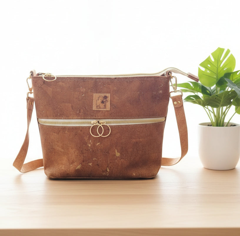 Brown Cork Crossbody Bag