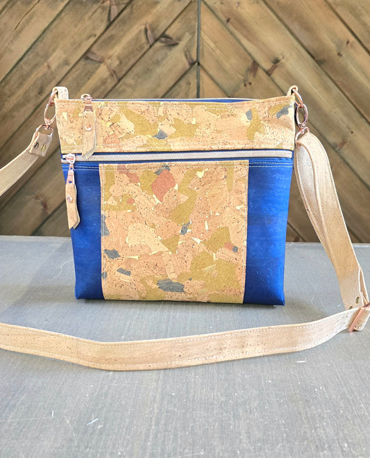 Royal Blue Cork Crossbody Bag