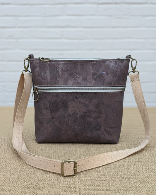 Espresso Brown Cork Crossbody Bag