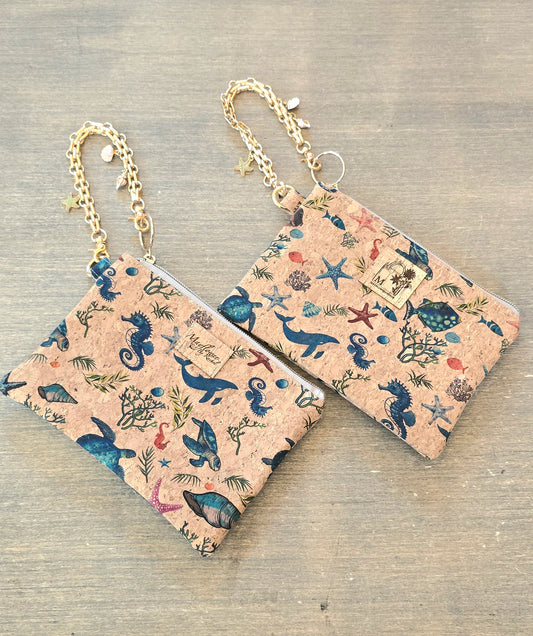 Wristlet bag with golden bracelet