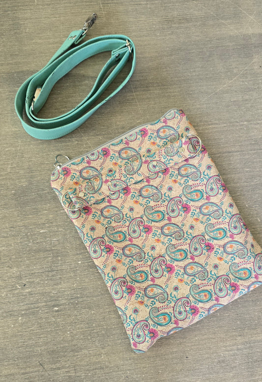 Blue Paisley Crossbody Bag