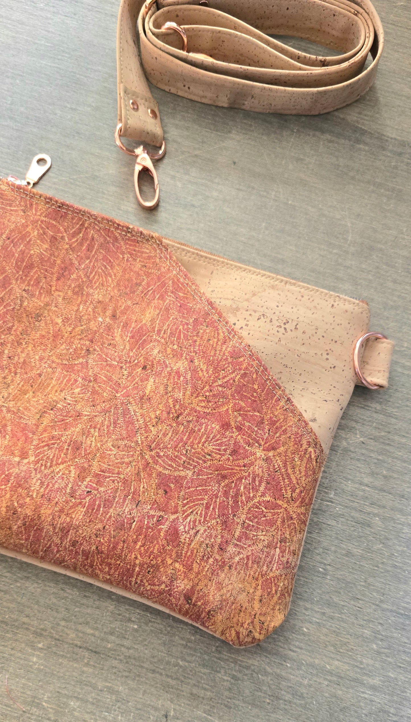 Embossed Cork Crossbody Bag