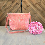 Light Pink & gold flakes cork Bag