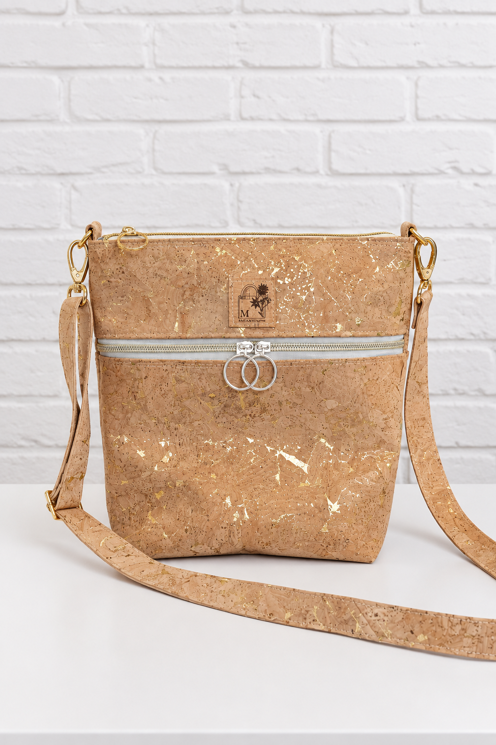 Large Golden Flakes Cork Crossbody Bag