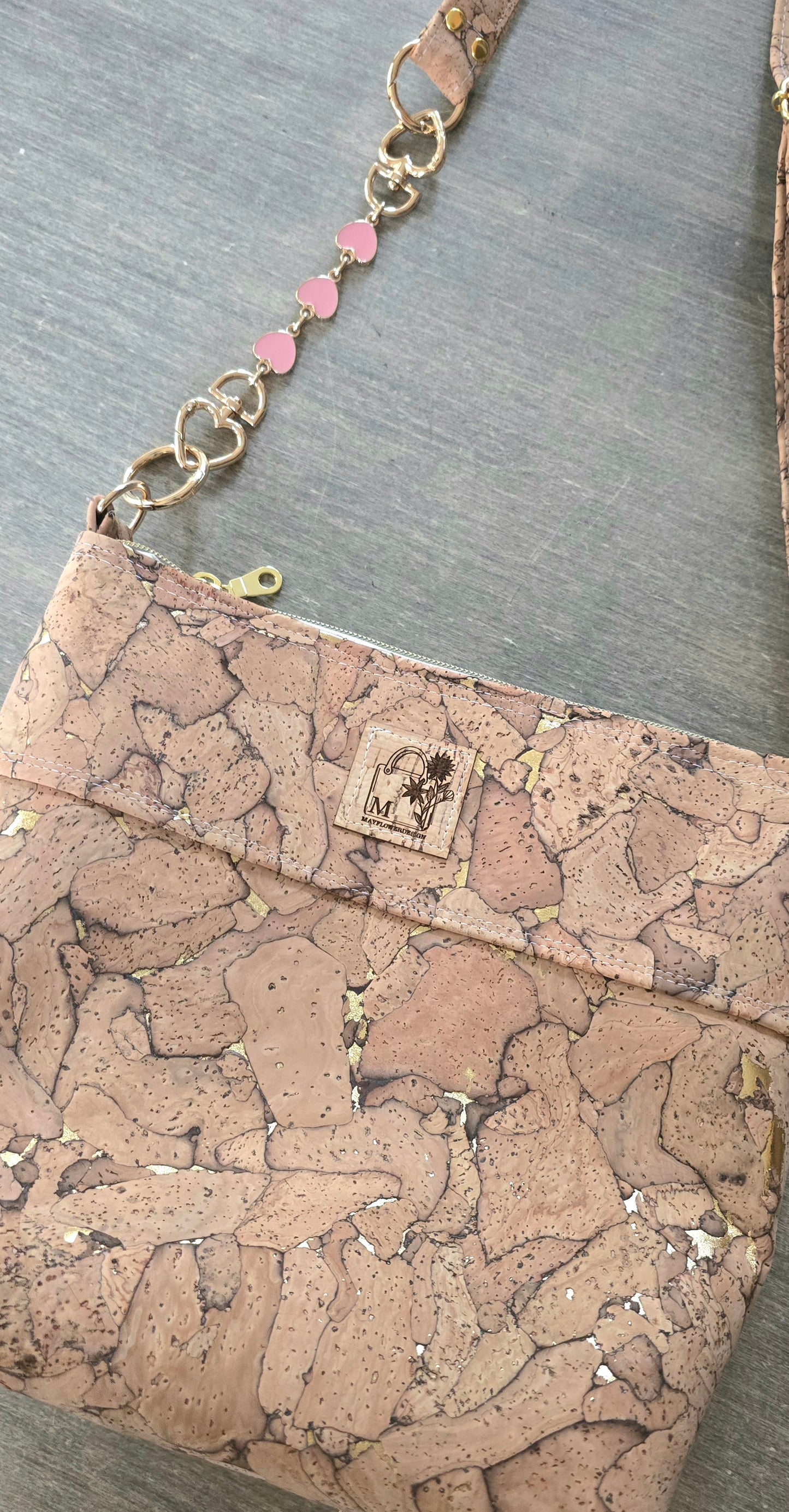 Natural with flakes cork shoulder bag