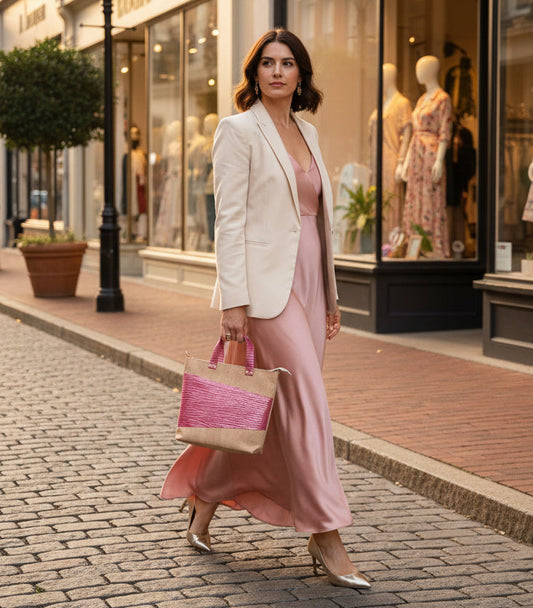 Pink & Natural Cork Crossbody bag/handbag