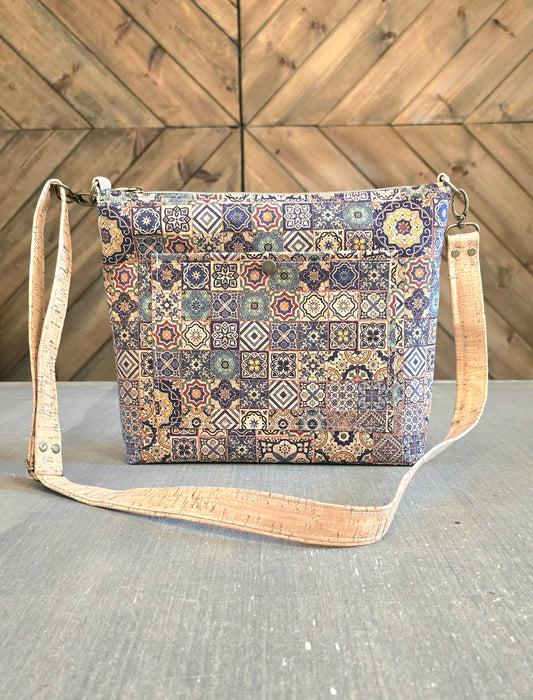 Cork crossbody bag - Portugal tile print