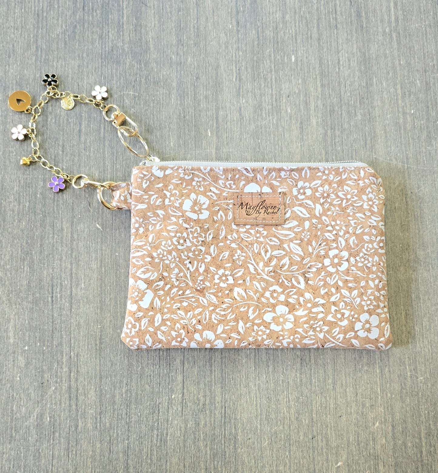 Wristlet bag with gold chain