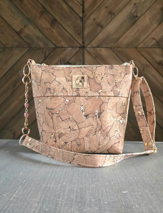 Natural with flakes cork shoulder bag