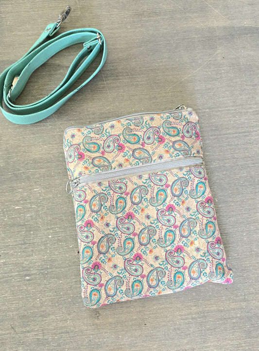 Blue Paisley Crossbody Bag