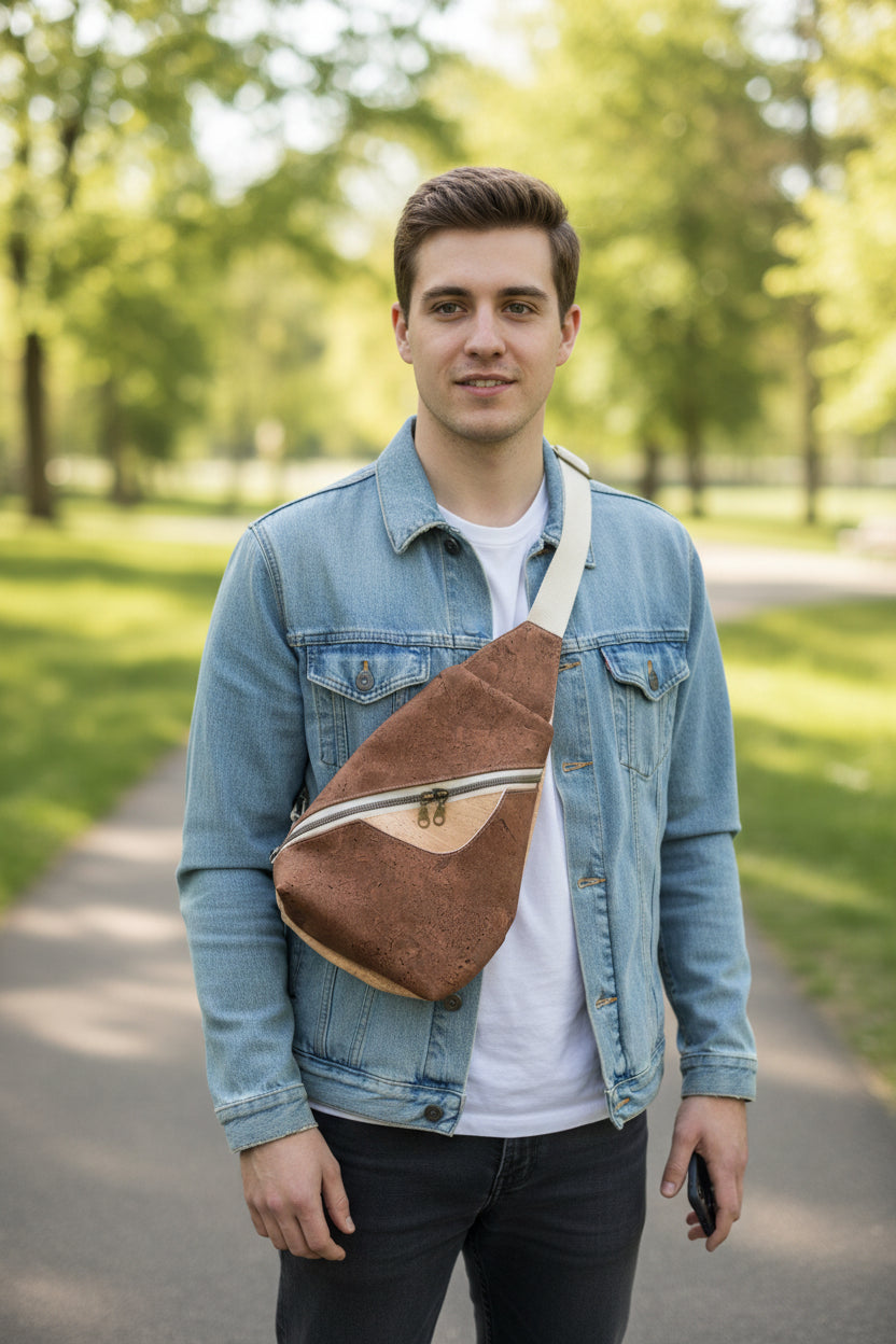 Brown cork sling bag/ Unisex Sling bag