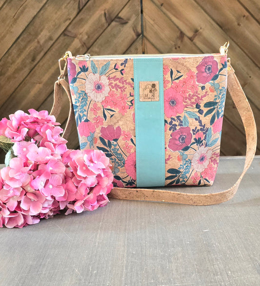 Large Cork Floral Crossbody
