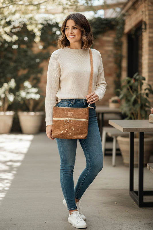 Brown Cork Crossbody Bag