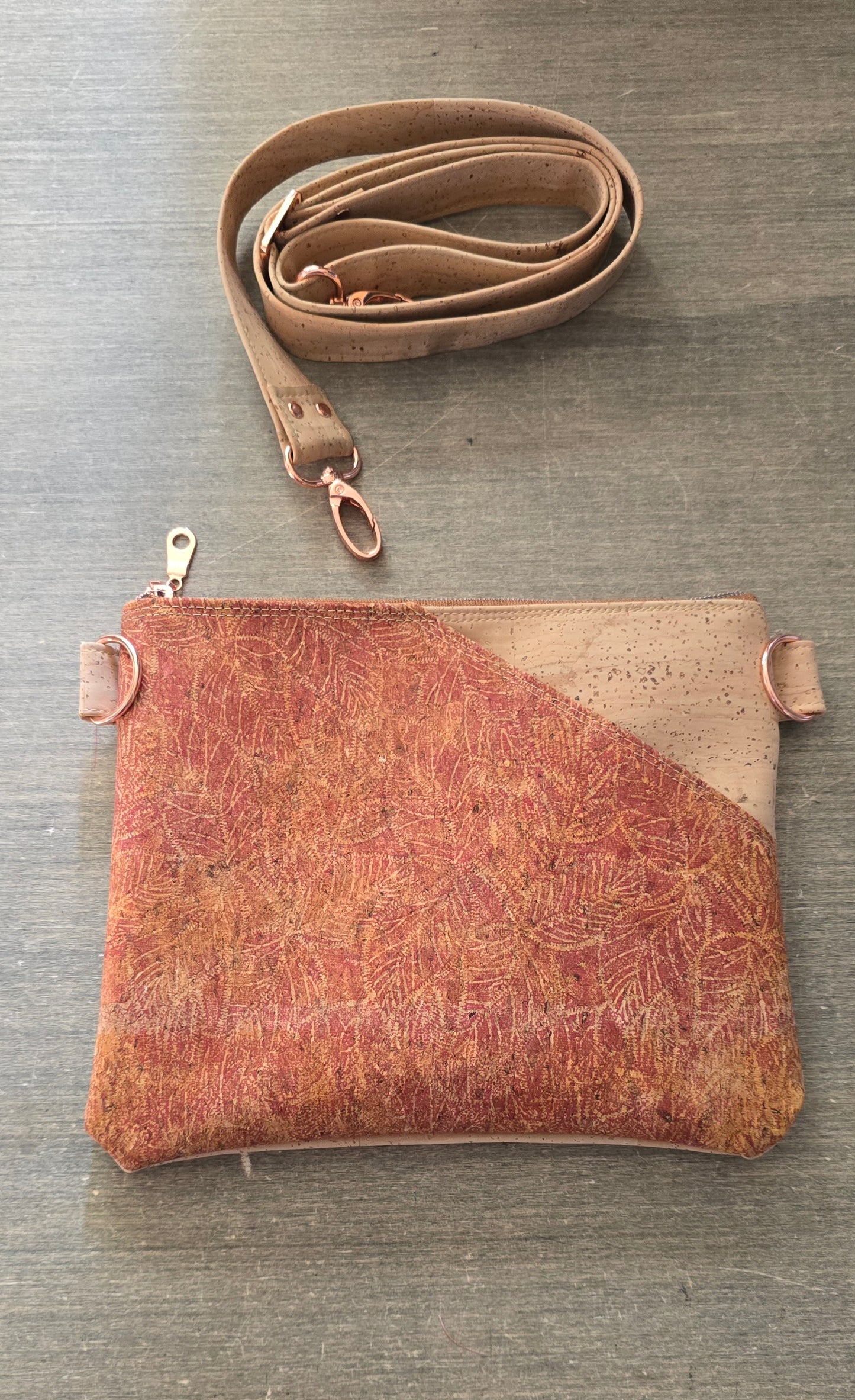 Embossed Cork Crossbody Bag
