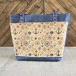 Navy Blue Anchor Cork Tote Bag