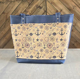 Navy Blue Anchor Cork Tote Bag
