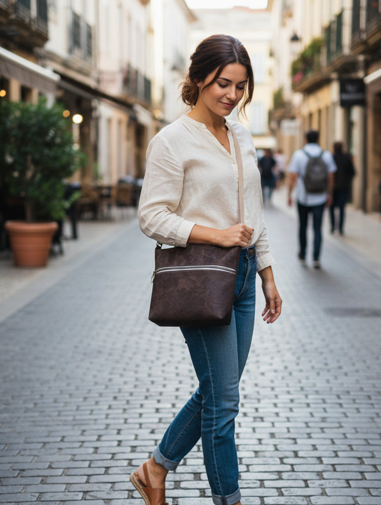 Brown Cork Crossbody Bag