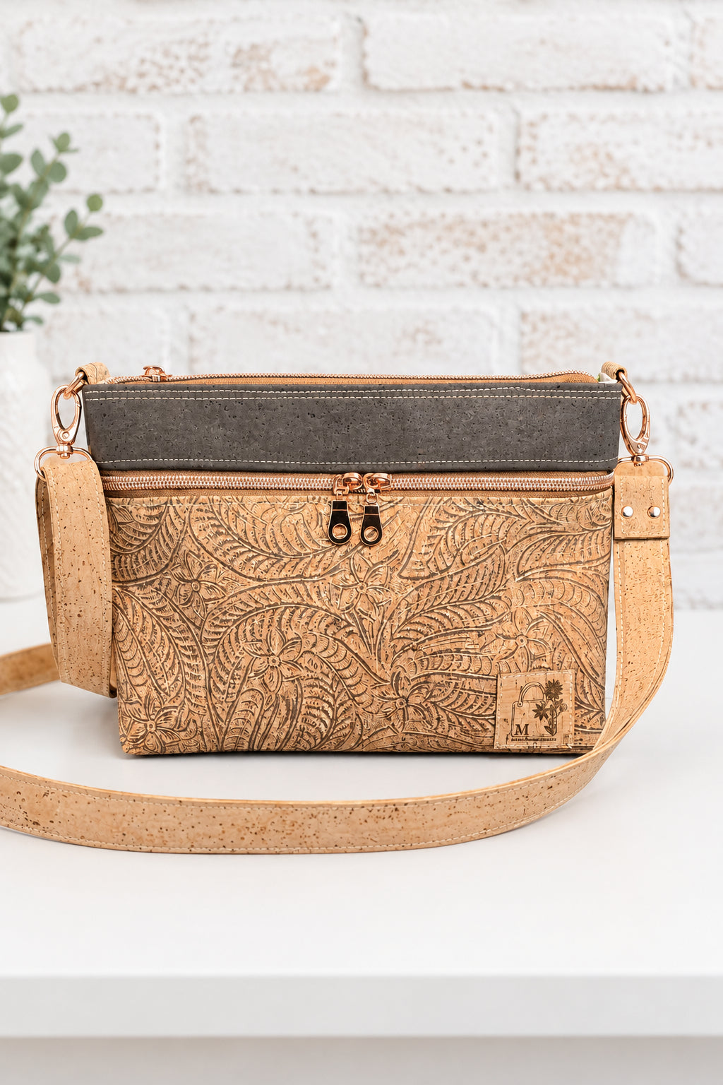Cork Embossed Crossbody Bag