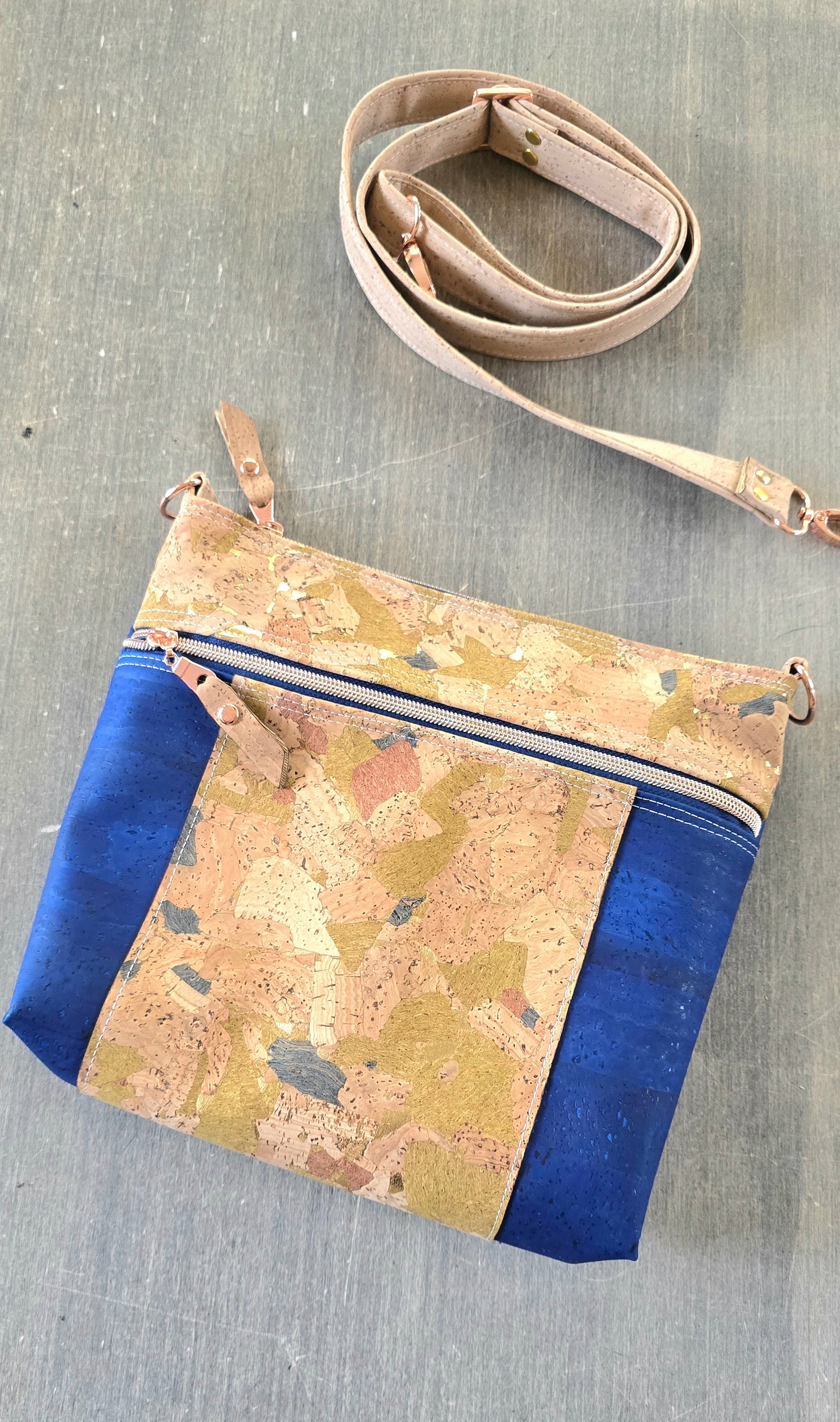 Royal Blue Cork Crossbody Bag
