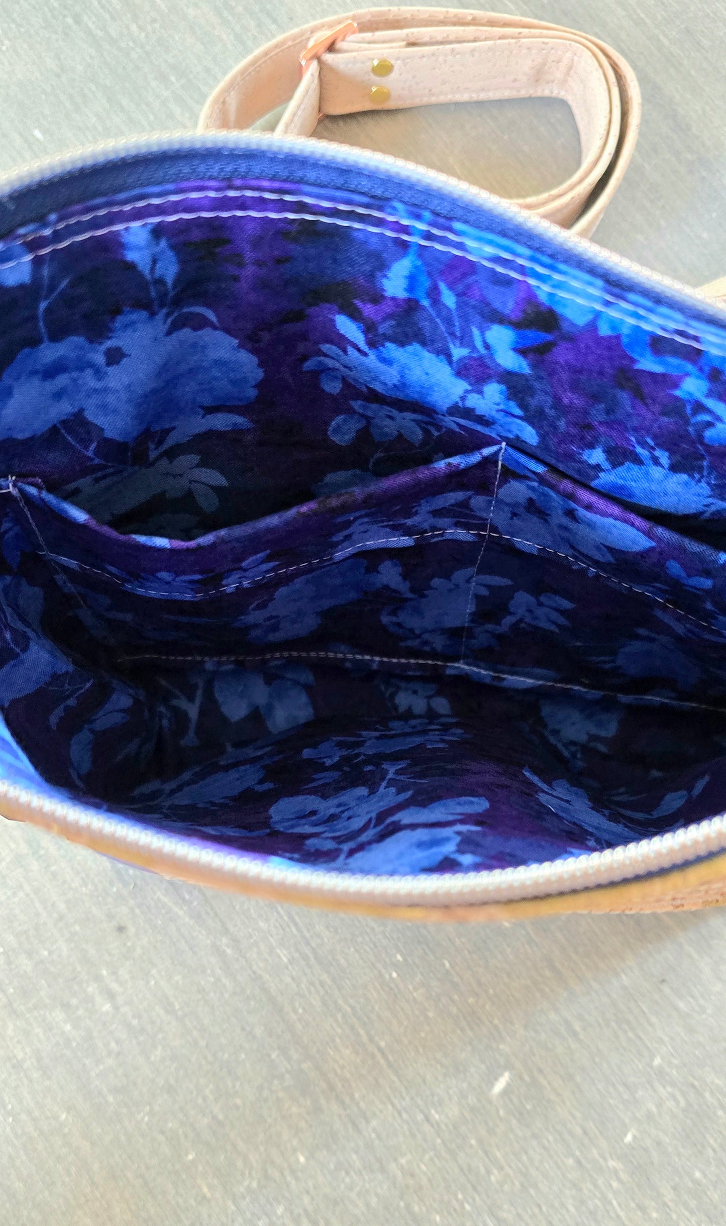 Royal Blue Cork Crossbody Bag