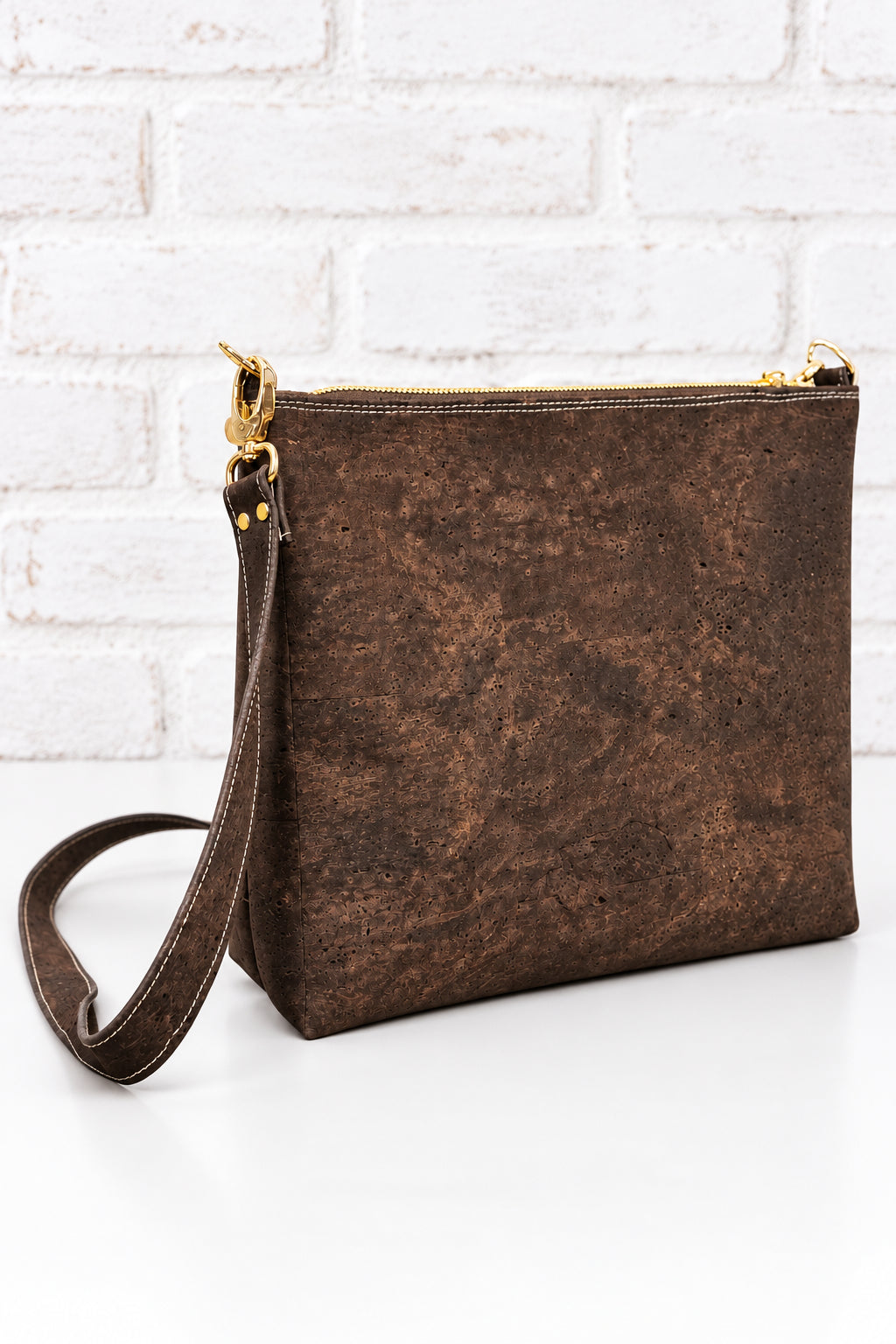 Pink and Brown Cork Crossbody Bag