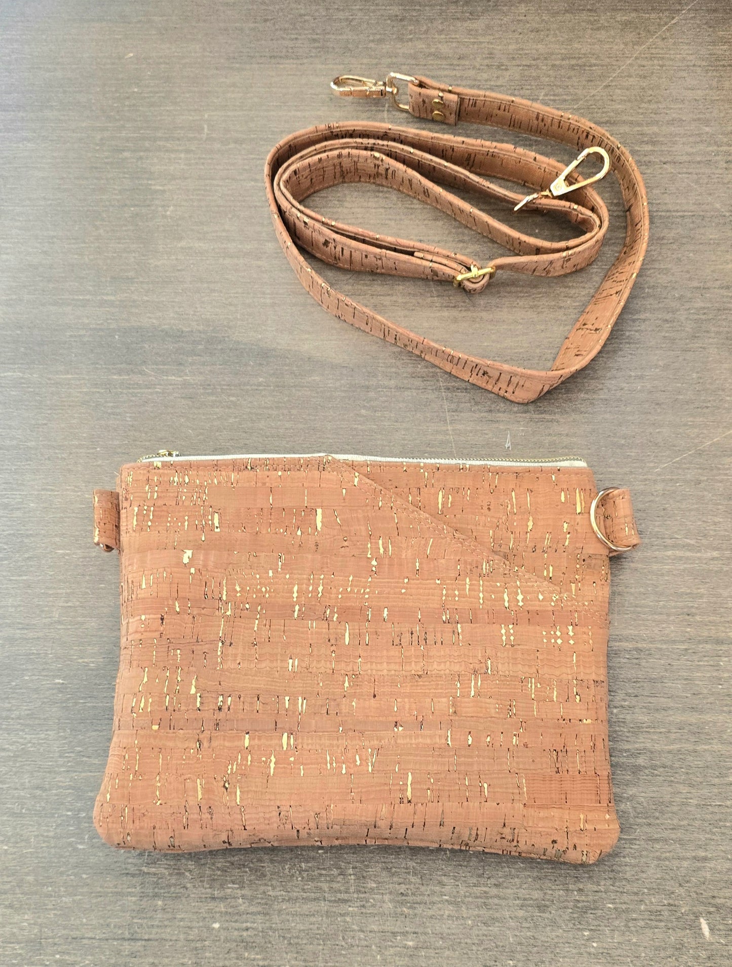 Natural Cork & golden flakes fusion crossbody bag