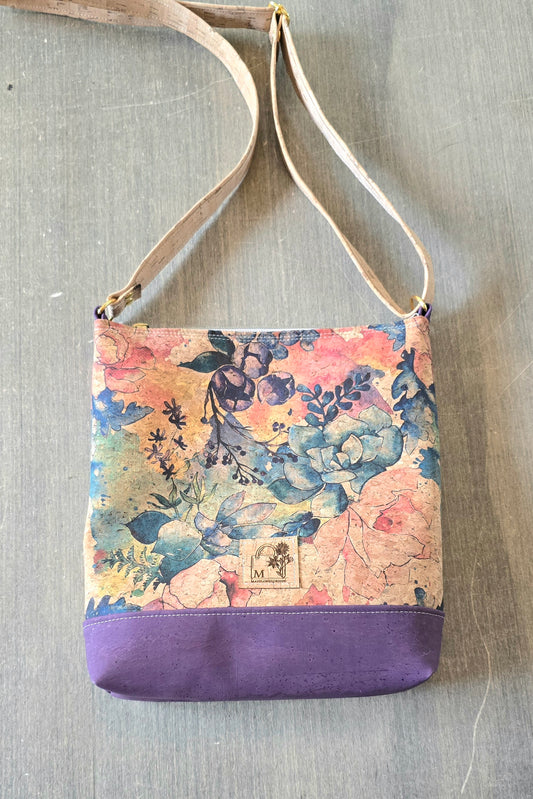 Watercolor cork crossbody body