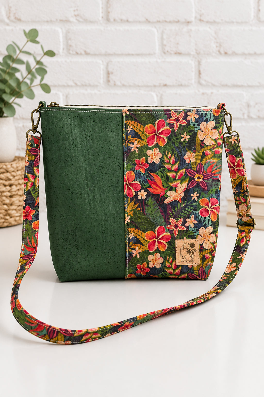 Green Cork Crossbody Bag