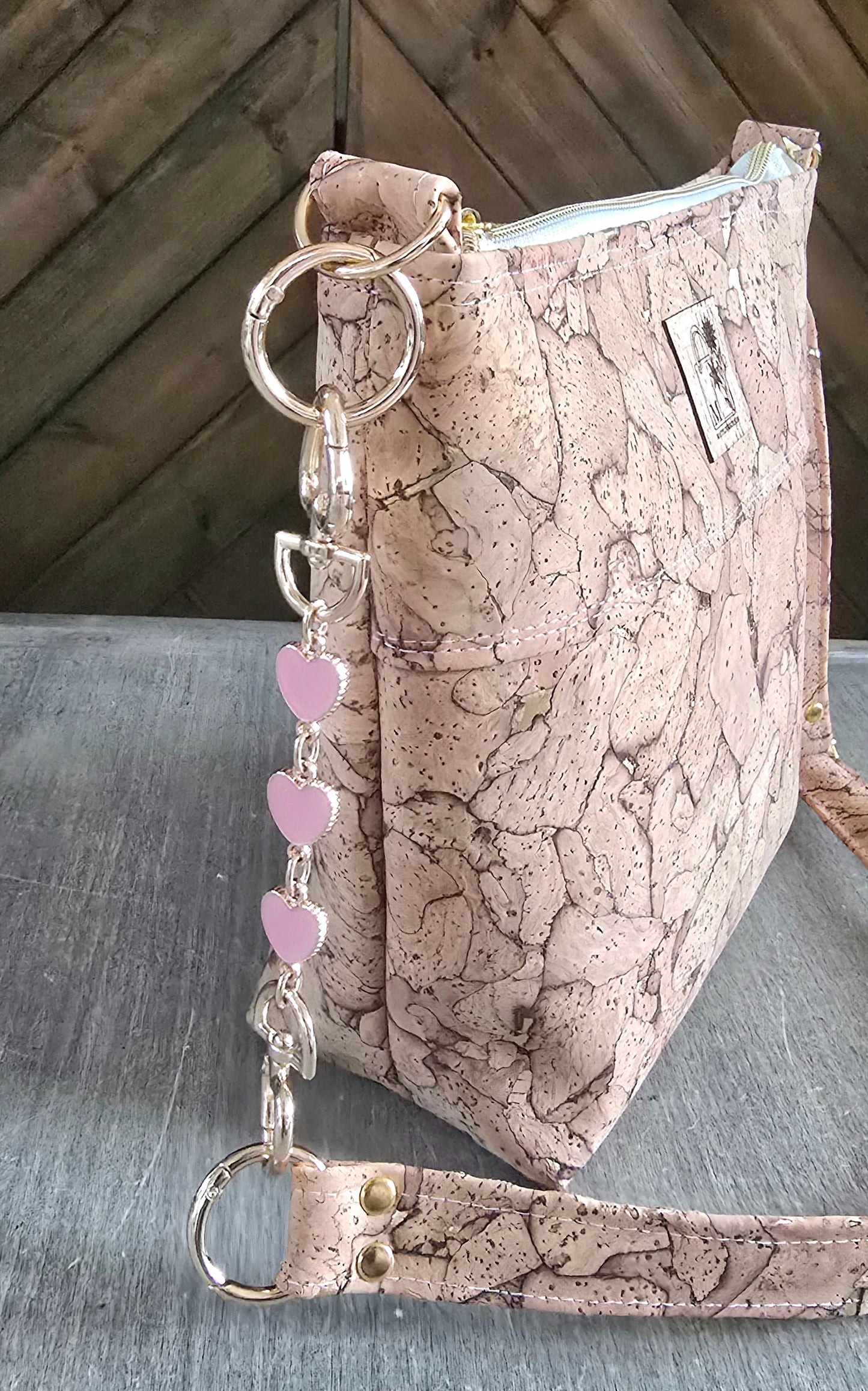 Natural with flakes cork shoulder bag