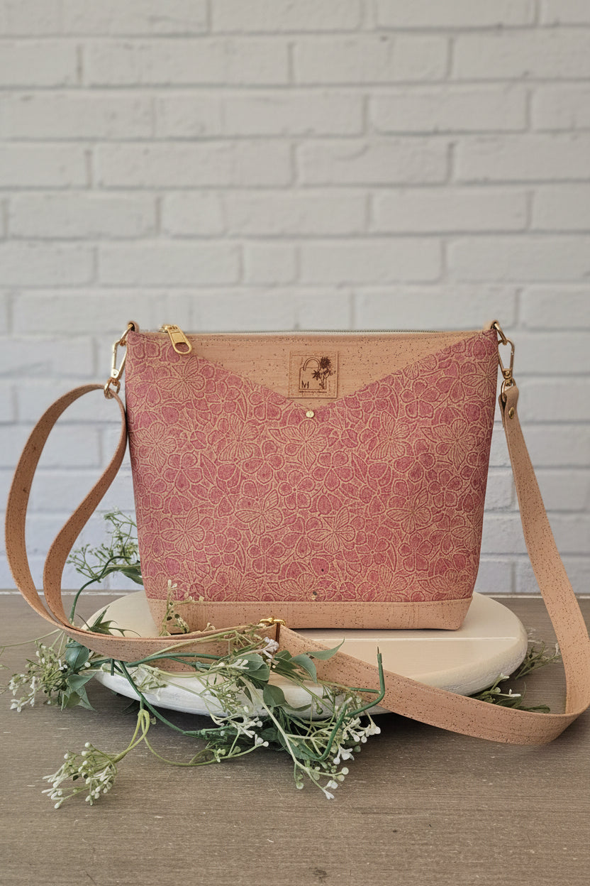 Embossed Cork Shoulder / Crossbody Bag